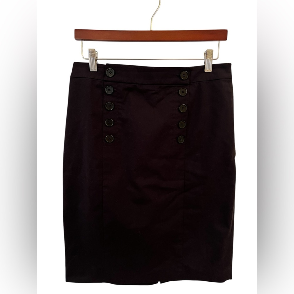 Ann Taylor Black Sailor Button Pencil Skirt Women’s Size 8
